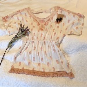 🌿Free People Embroidered Fringe Trim Tunic🌿